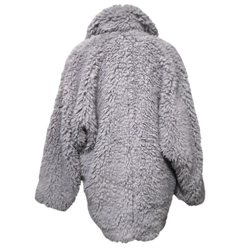 Free People Honeypie Teddy Jacket Coat Cloudy Day Gray Double Breasted Women XS